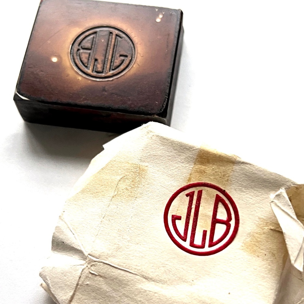 Rare Vintage Engraved Die for Custom Stationery - Art Deco Initials ..J B L
